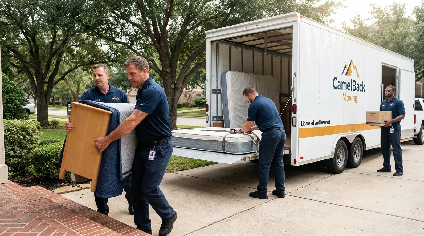 Crew loading residential truck for cross-state move from Pacolet, SC